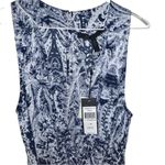 BCBGMAXAZRIA  Blue White Print Thalia Chiffon Summer Draped Romper Photo 2