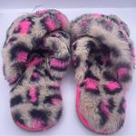 Wonder Nation faux fur cheetah print crisscross slide slippers women Size 6 Photo 10