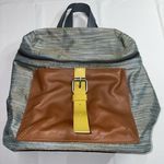 Kelsi Dagger KELSI‎ DAGGER Brooklyn Blue Brown Leather And Canvas Backpack Photo 0