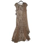 Alex Evenings  Women's Long V Neck Fit and Flare Dress w/ Shawl Rose Gold Size 12 Photo 2
