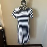 Jude Connally Striped Dress Stretchy White Navy Blue Womens Casual Dressy Small Photo 3