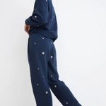 Madewell NWOT  MWL Airyterry Floral Embroidered Tapered Sweatpants Navy Size XXS Photo 3