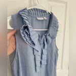 New York & Co. Light Dusty Blue Button Front Ruffle Tank Top Women’s Size M Photo 1
