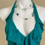 Ralph Lauren Emerald Blue One piece, bathingsuit low V-cut neckline Ruffles SZ 6 Photo 2