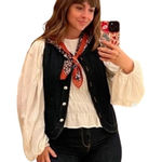Vintage 1990's Suede Leather Black Western Vest Small Boho Cowgirl Heritage Photo 0