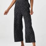 VETTA Capsule Black Ditsy Floral Wide Leg Trouser Pants Size 16 Made USA Tencel Photo 0