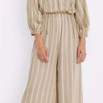 Madewell  Striped Cyprus Gold Striped Jumpsuit Wide Leg Cropped Size Small Photo 0