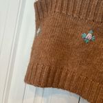 Hazel Moon Brown Embroidered Sweater Knit Crop Top‎ Size XL Tan Photo 3