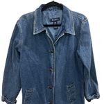 Denim & Co Jean Jacket Size Large Barncoat Chore Women’s Blue Mid Length Photo 1