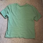 LCW Casual Crew Neck Short Sleeve Green Textured Boxy Fit Gauze Knit Short Photo 6