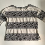 J.Crew  Black and White Long Sleeve Tee with Striped Lace Design Photo 0
