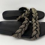 Rachel Zoe Black Gold Metallic Braided Slides Sandals Dressy Casual Chic 8.5M Size 8.5 Photo 0