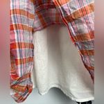 Madewell  Pink Orange Plaid Ruffle-Sleeve Popover Mini‎ Babydoll Dress Photo 5