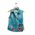 Valerie Stevens  Silk Wrap Blouse Blue Size M Y2K Photo 1