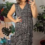 Anthropologie  Floral V-Neck Marcella Tiered Midi Dress Black Size XSP Photo 0