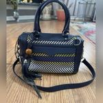 Rebecca Minkoff MAB MINI BLUE PURPLE STRIPE WEAVE LEATHER LG SATCHEL BAG Photo 0