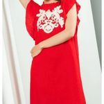 THML Embroidered Cap Sleeve Eloise Mini Shift Dress Red White Size Large Photo 1