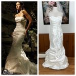 Stunning Allure Bridals Ivory Taffeta Mermaid Wedding Gown! Size 12 Photo 2