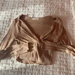 Timing Light Brown Twist Front Ribbed Blouse Size Small Photo 0