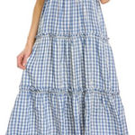 Max Studio Blue & White Gingham Dress Photo 0