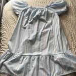Planet Gold Light Blue Striped Off-Shoulder Dress Photo 0