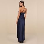 Lulus LULU’S Signature Elegance Navy Satin One-Shoulder Maxi Dress Photo 4