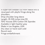 Karen Kane  grey sweatshirt with white shoulder fringe. Long sleeves. Size M. NWT Photo 5