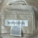 Worthington Genuine Leather Champagne Beige One Button Blazer Style Jacket Faux Pocket XS Photo 11