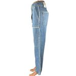 ZARA NEW Women's Blue High Waisted Flower Button Wide Leg Denim Jeans Pants Sz 4 Photo 1