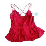 Free People One Cherry Red Adella Cami NEW Sz M Photo 0