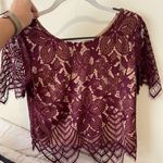 EXPRESS Maroon Lace Crop Top Photo 0