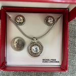 New NIB Nickel Free Cubic Zirconia Necklace Earrings Set Gift Silver Photo 0