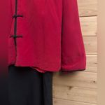 Vintage Y2K Clio Sz Large Red Black Silk Mandarin Asian Jacket Flapper Dress Set Photo 2