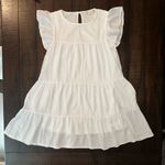 Altar'd State Alter’d State White Ruffle Sleeve tierd Mini Dress Photo 0