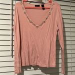NY&C Pink Pearl Long Sleeve Top White Size L Photo 0