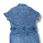 Good American  Denim Utility Jumpsuit Short Sleeve Belted Light Wash Size 6 Photo 5