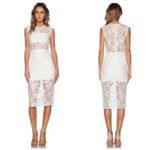 Alexis  Leni Sleeveless‎ Floral-Lace Sheath Dress Size Large Bridal White Photo 1