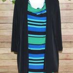 Susan Lawrence Ladies Black Open Front Cardigan With Faux Cami Size L 3/4 Sleeve Photo 0