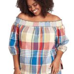 Lane Bryant NWT Madras Off Shoulder Linen Top 18/20P 97F Photo 0