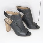 Splendid 9 M Janet Leather Peep-Toe Booties Chunky Heel Shootie Slate Taupe Grey Photo 1