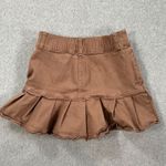 Hollister High Rise Mini Skirt Size X-Small Brown Denim Pleated Hem Y2k Photo 8