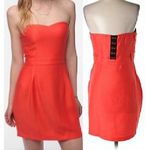 Urban Outfitters COOPERATIVE Bright Coral Orange Strapless Mini Sheath Dress Photo 1