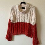 MINKPINK  cowl neck sweater color block cream and orange Photo 0