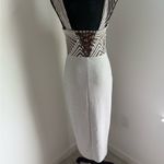 Elegant White and Silver Midi Dress Photo 11