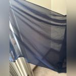 Dessy off the shoulder midnight navy puff sleeve maxi dress size 14 Blue Photo 5