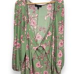 Eloquii Gardenia Green Pink Floral Tie Front Drop Waist Dress Photo 6