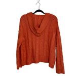 American Eagle Orange V-neck Chunky Knit Hooded Sweater Photo 5