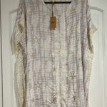 Surf Gypsy ‎ Boho Light Purple Tie Dye, Metallic Star Print Swim Coverup medium Photo 0