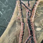 Sherri Hill Cropped Halter Top Embroidered Beaded Pink Grey Prom Bollywood Sz 8 Photo 5