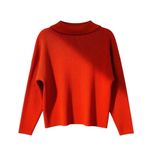 LILLUSORY Women Orange Oversized Ribbed Polo Sweater S Drop Shoulder Minimalist Photo 1
